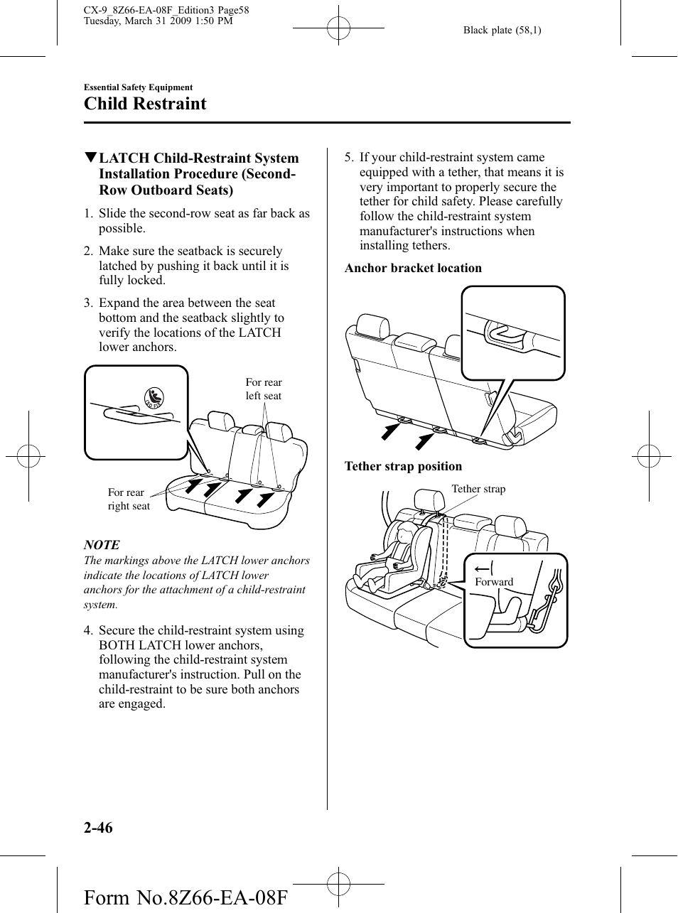 Child restraint | Mazda 2009 CX-9 User Manual | Page 58 / 538