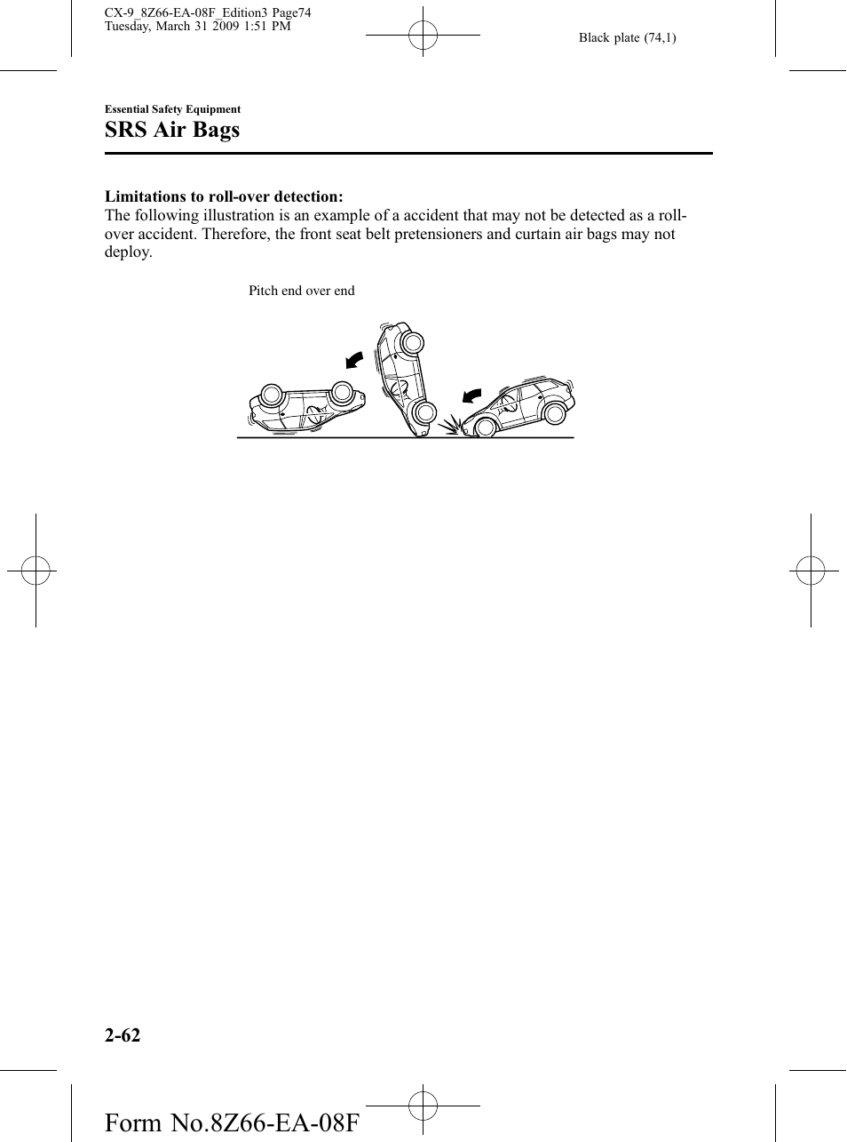 Srs air bags | Mazda 2009 CX-9 User Manual | Page 74 / 538