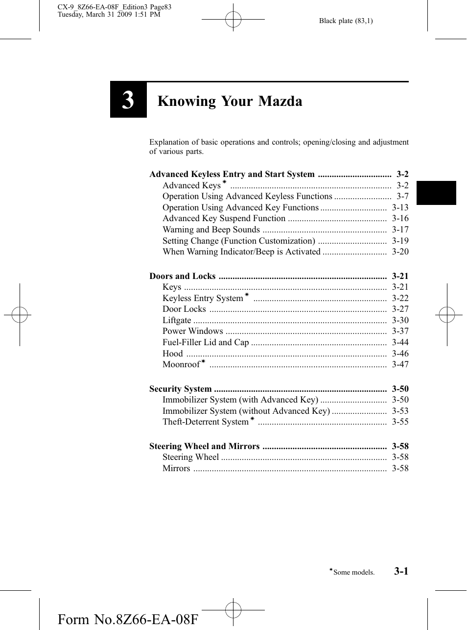 Knowing your mazda | Mazda 2009 CX-9 User Manual | Page 83 / 538