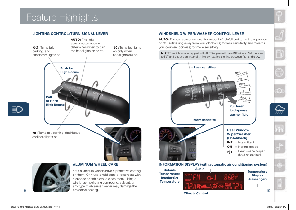 Feature highlights | Mazda 2010 SPEED3 User Manual | Page 6 / 14