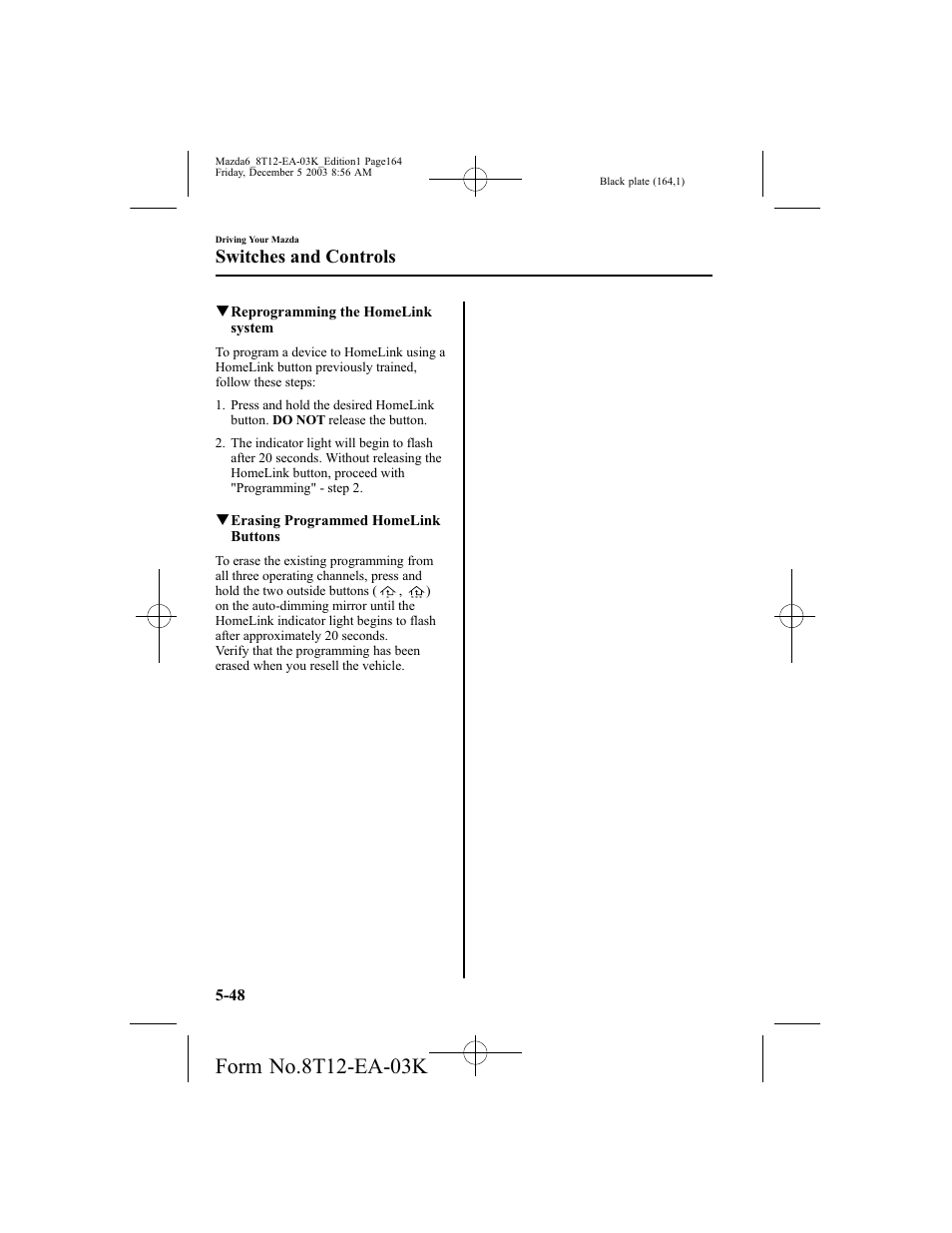Switches and controls | Mazda 8T12-EA-03K User Manual | Page 164 / 326
