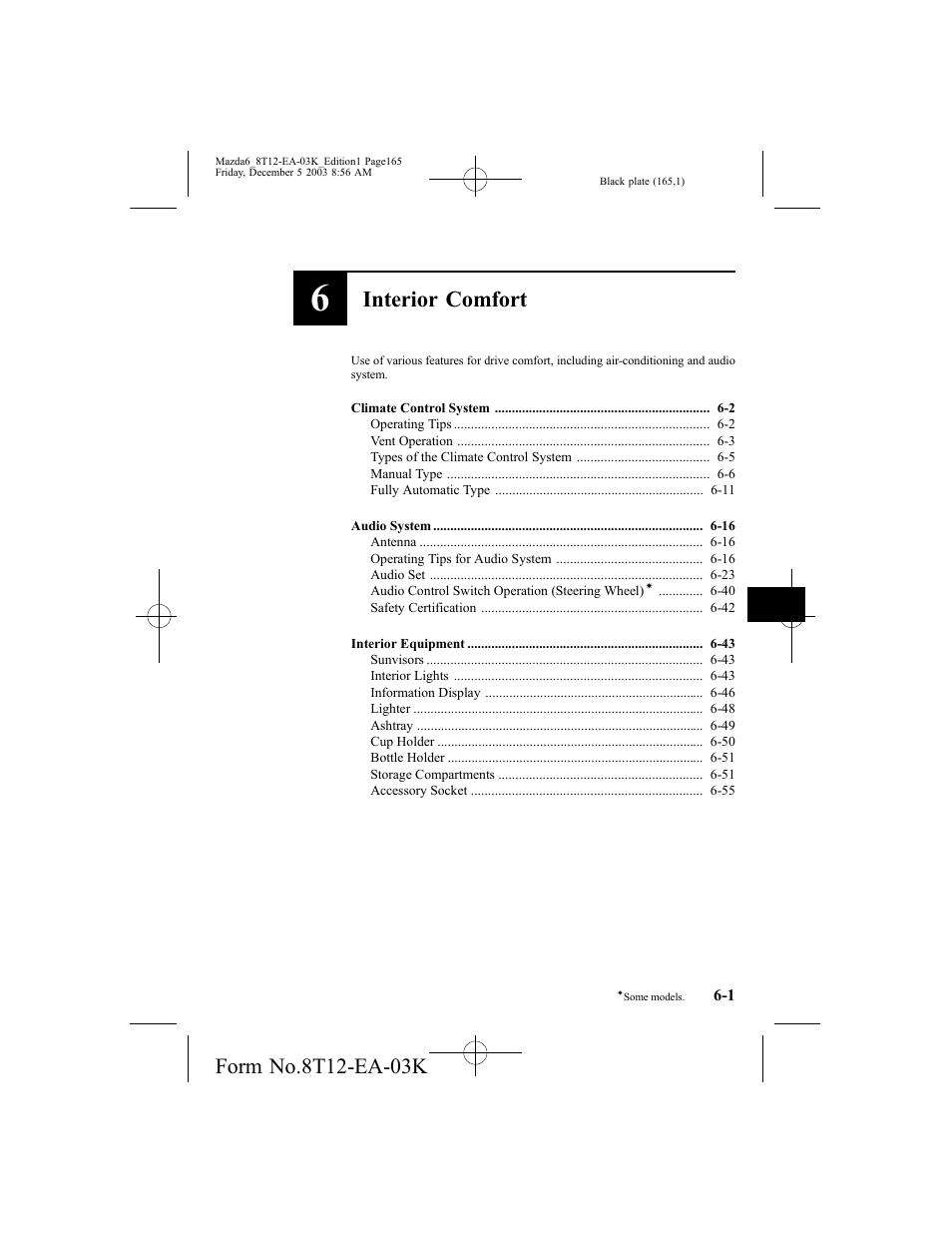 Interior comfort | Mazda 8T12-EA-03K User Manual | Page 165 / 326