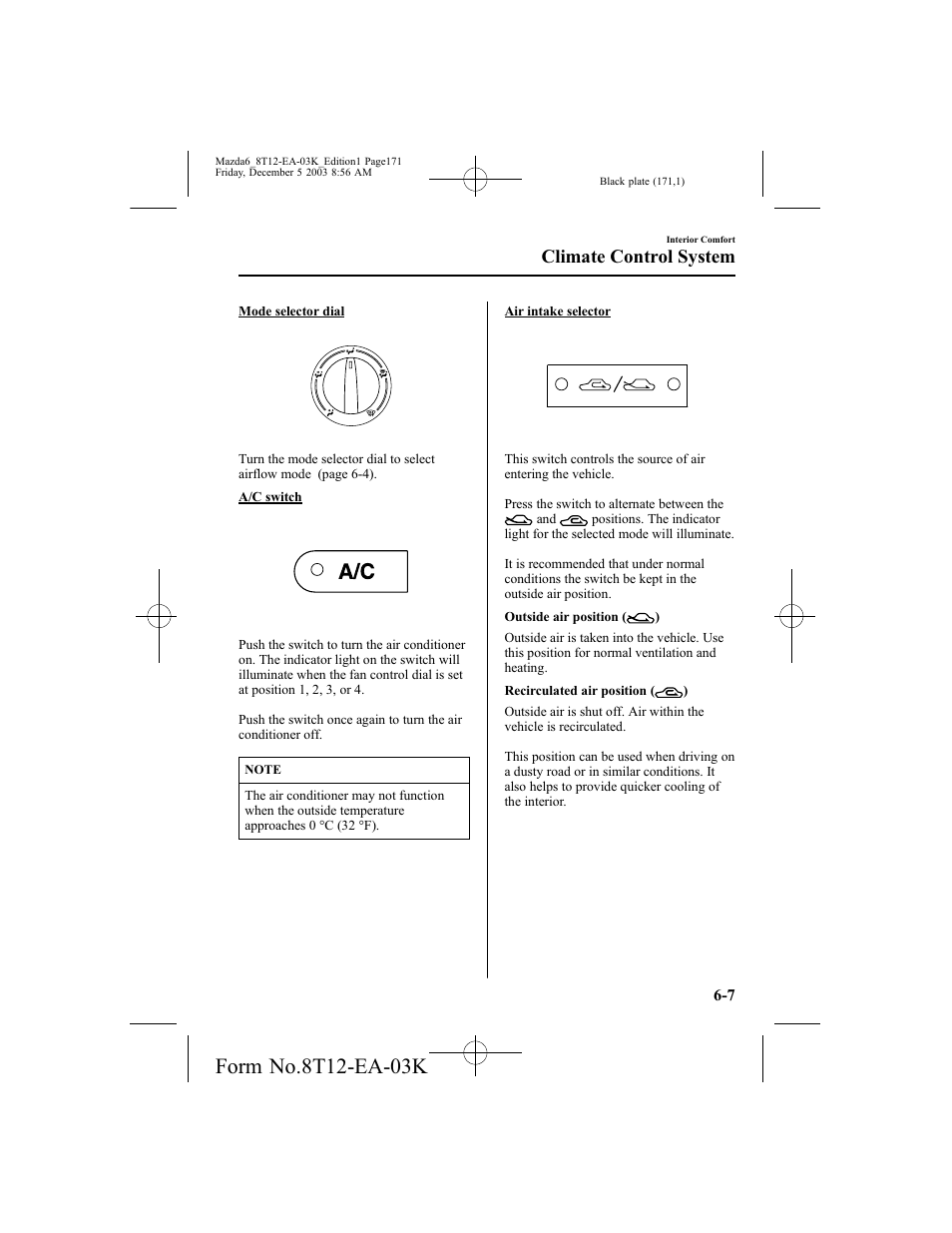 Climate control system | Mazda 8T12-EA-03K User Manual | Page 171 / 326