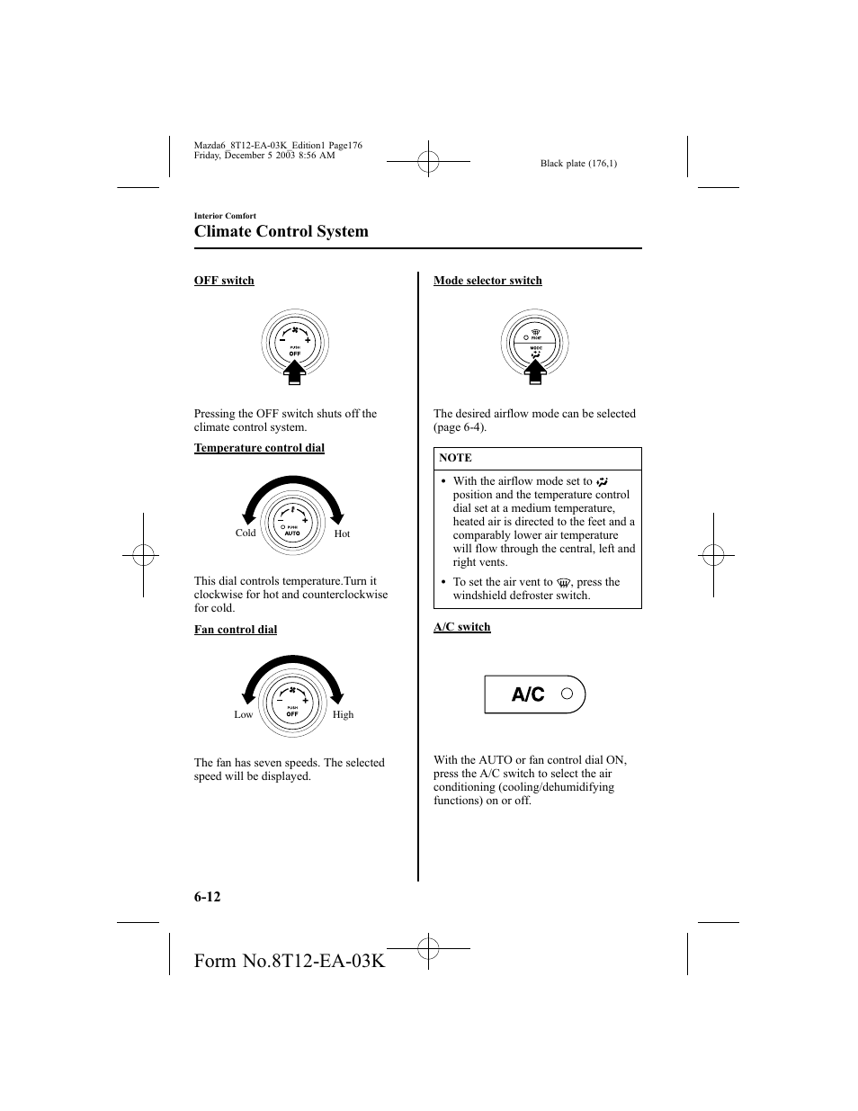 Climate control system | Mazda 8T12-EA-03K User Manual | Page 176 / 326