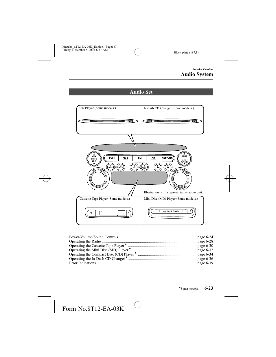 Audio set, Audio system | Mazda 8T12-EA-03K User Manual | Page 187 / 326