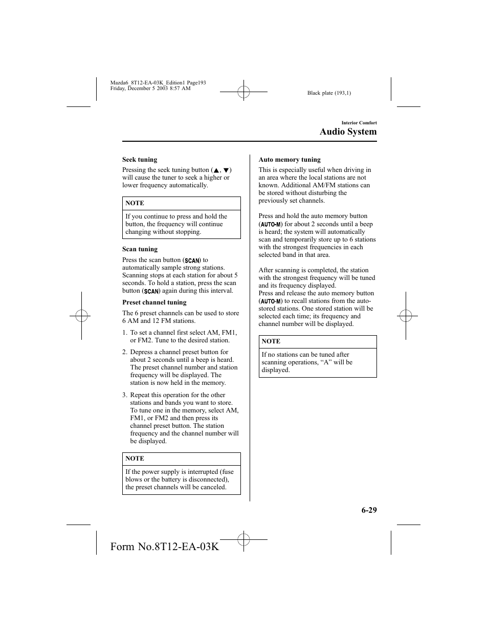 Audio system | Mazda 8T12-EA-03K User Manual | Page 193 / 326