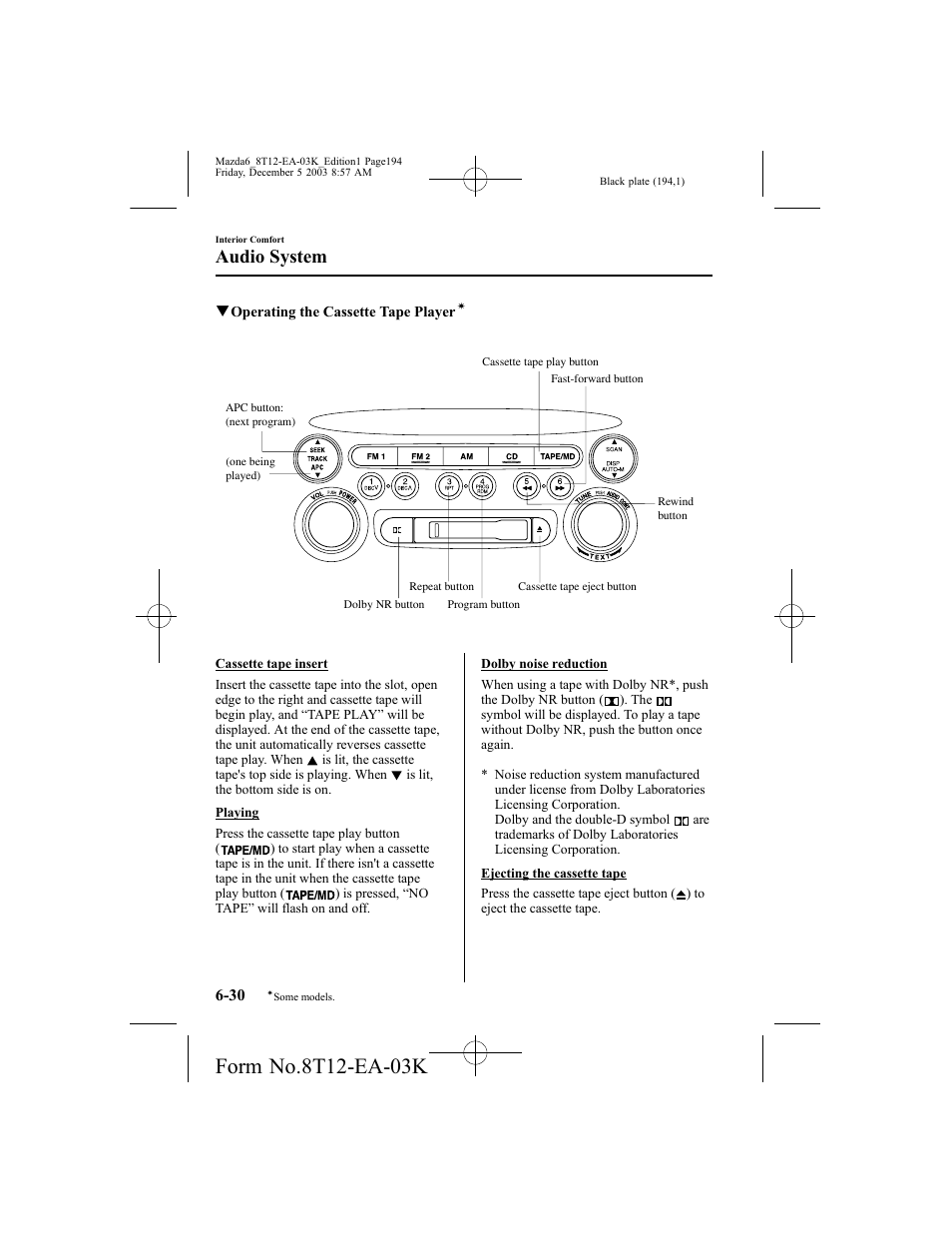 Audio system | Mazda 8T12-EA-03K User Manual | Page 194 / 326