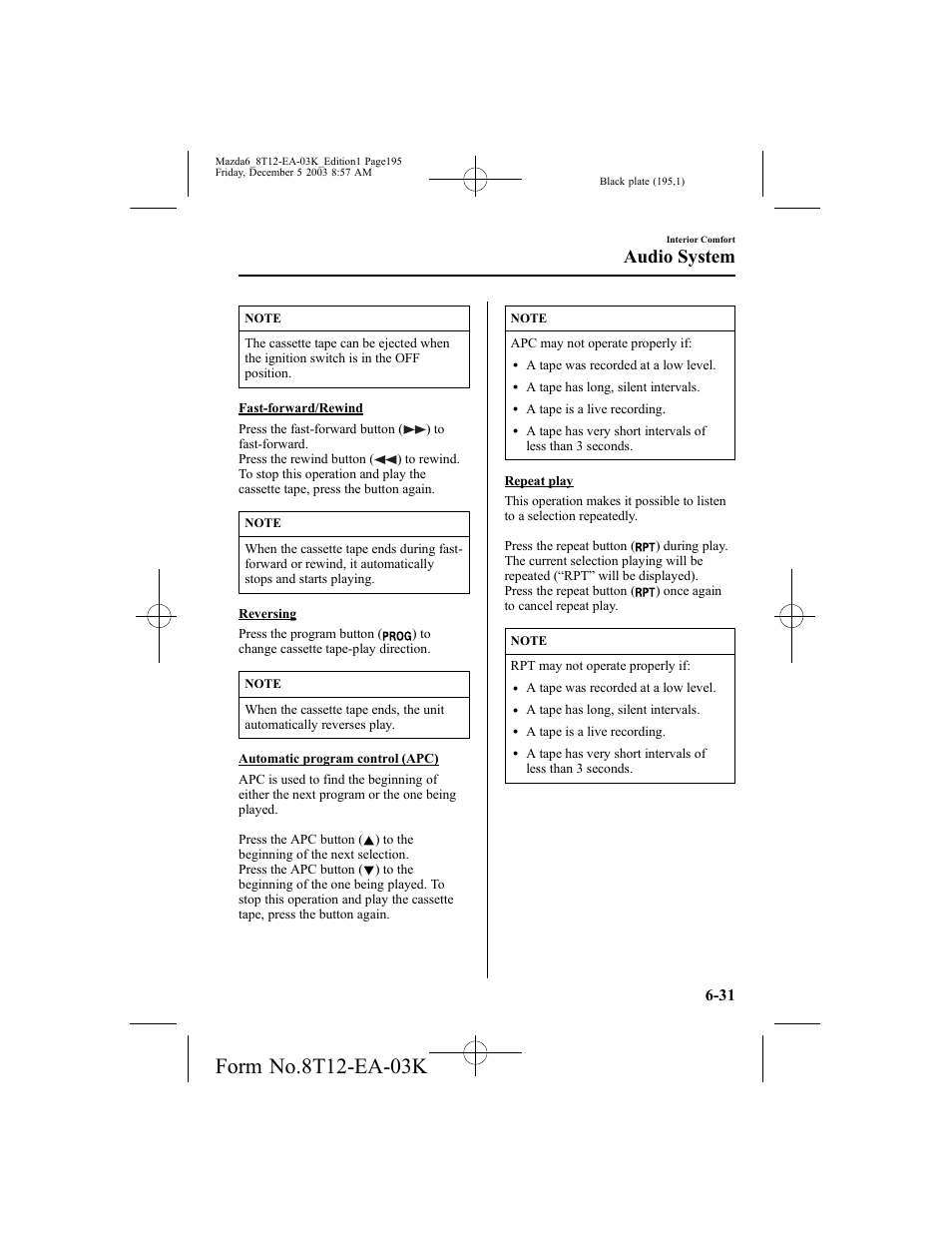 Audio system | Mazda 8T12-EA-03K User Manual | Page 195 / 326