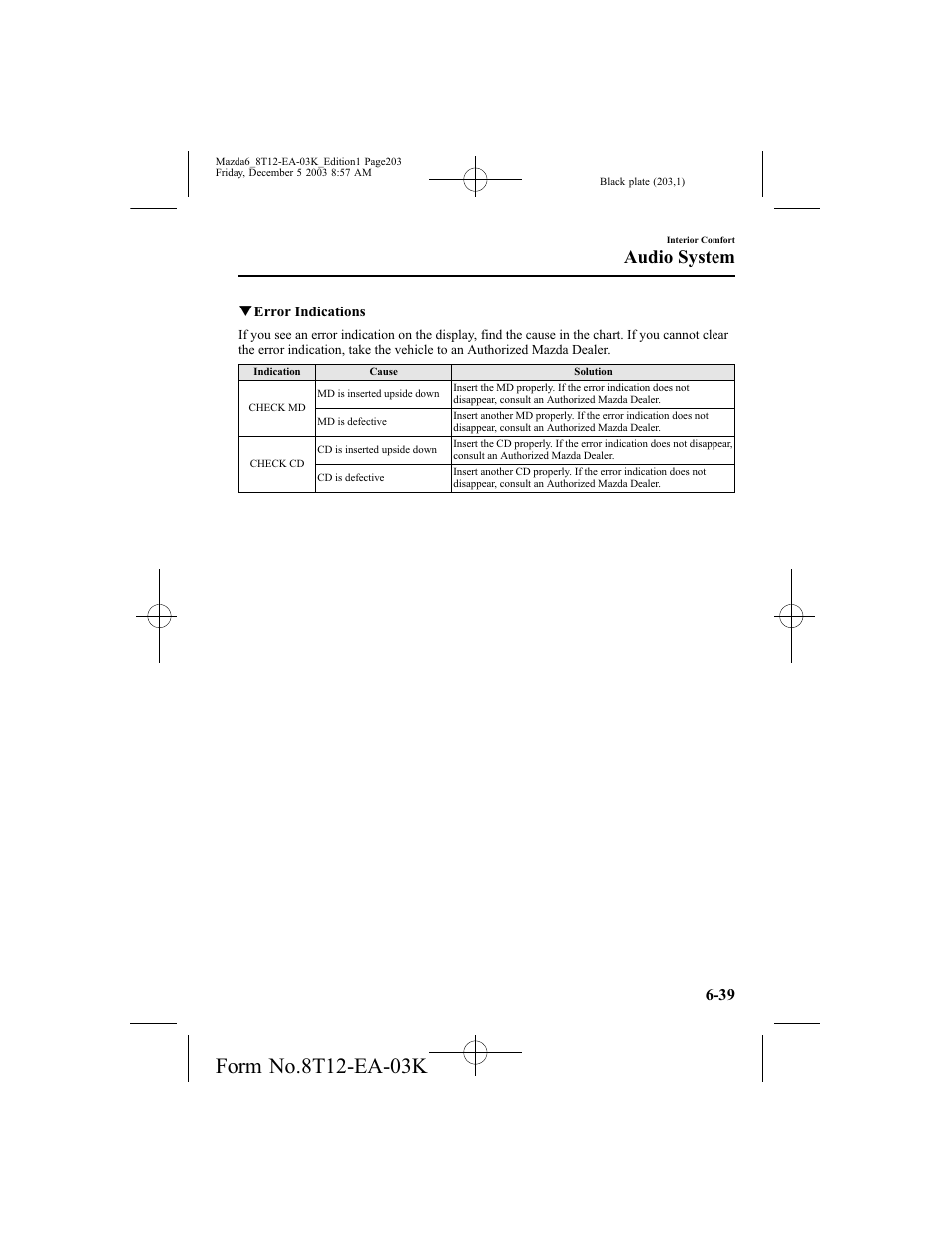 Audio system | Mazda 8T12-EA-03K User Manual | Page 203 / 326