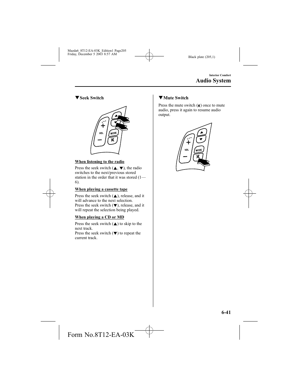 Audio system | Mazda 8T12-EA-03K User Manual | Page 205 / 326