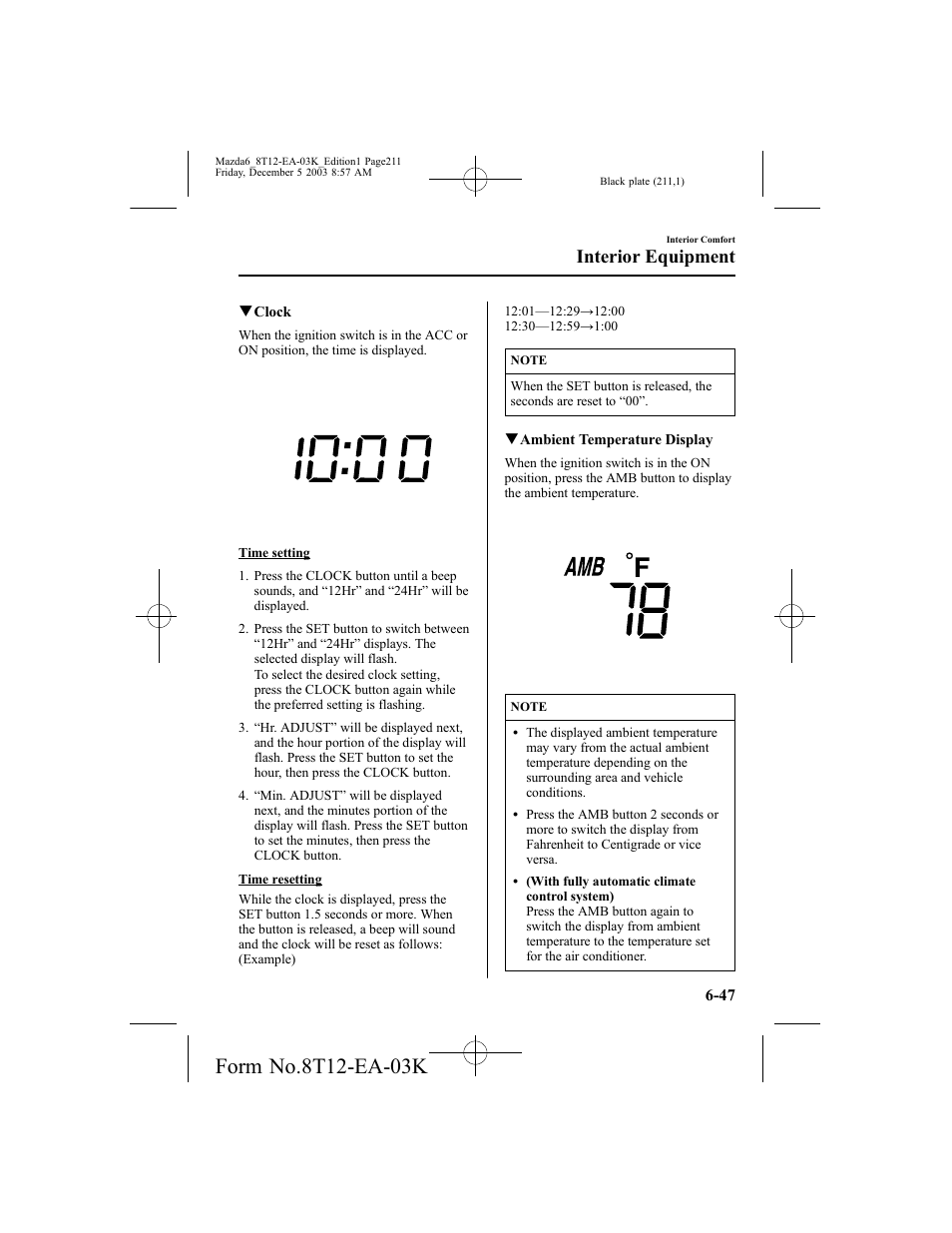 Interior equipment | Mazda 8T12-EA-03K User Manual | Page 211 / 326