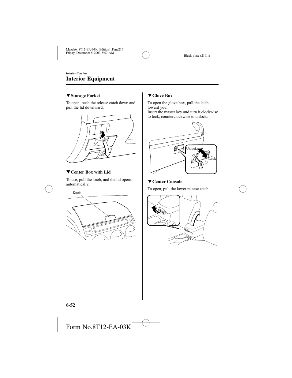 Interior equipment | Mazda 8T12-EA-03K User Manual | Page 216 / 326