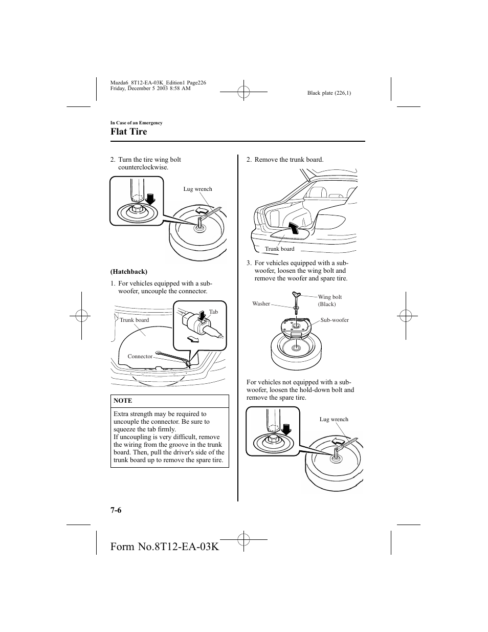 Flat tire | Mazda 8T12-EA-03K User Manual | Page 226 / 326