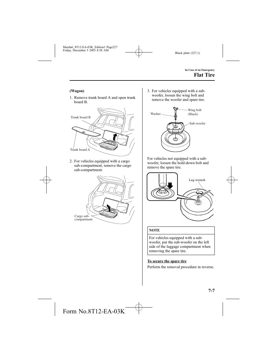 Flat tire | Mazda 8T12-EA-03K User Manual | Page 227 / 326