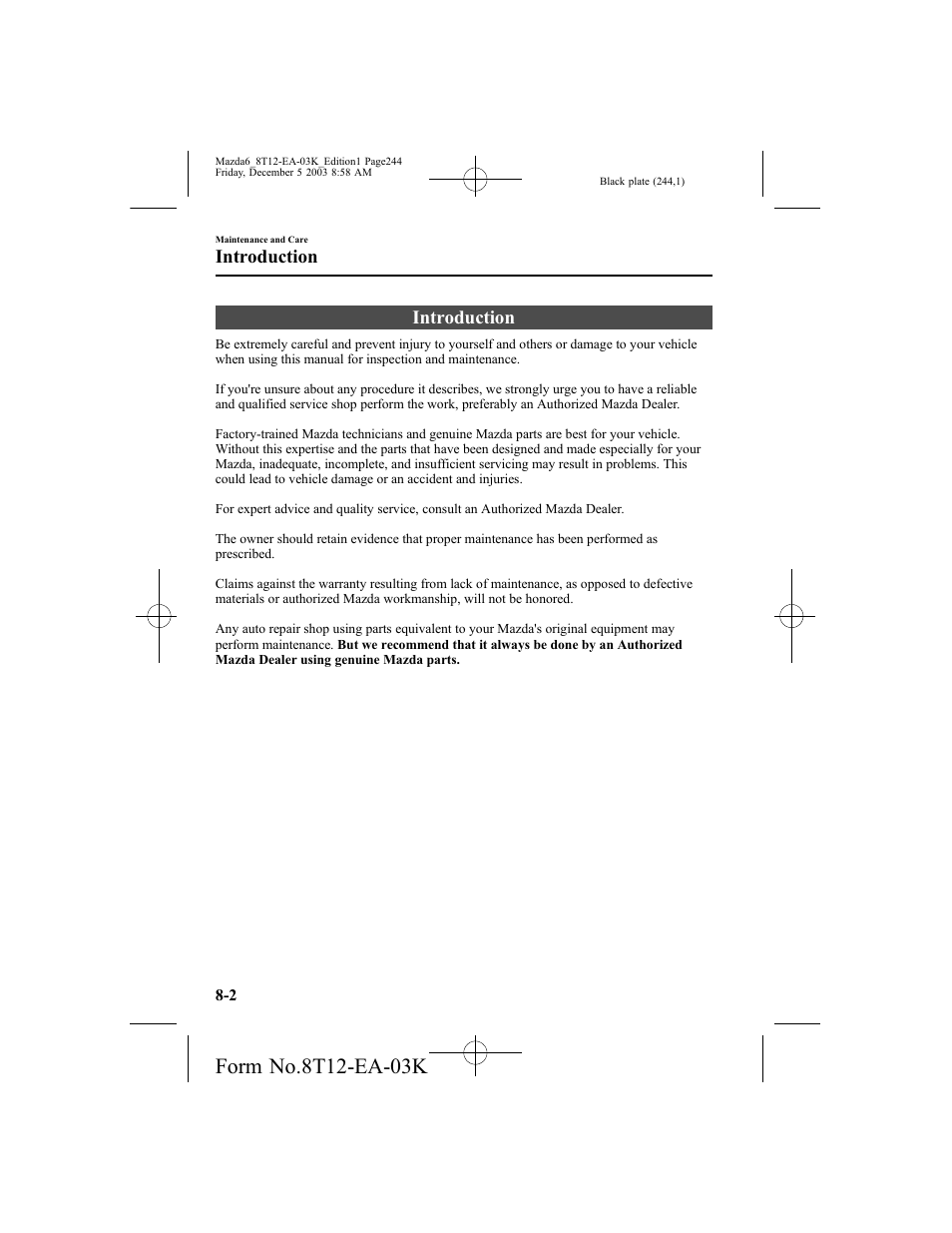 Introduction | Mazda 8T12-EA-03K User Manual | Page 244 / 326