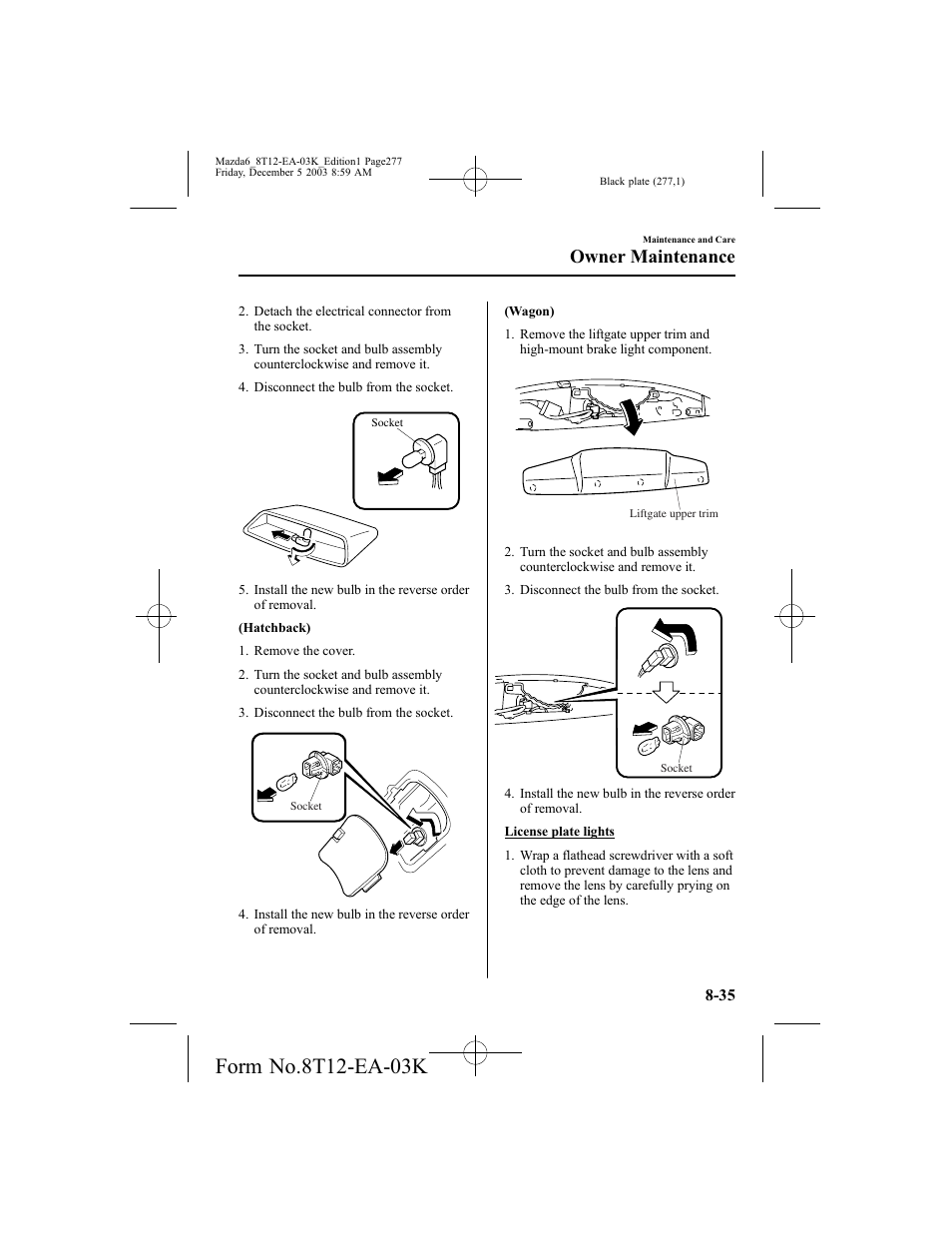 Owner maintenance | Mazda 8T12-EA-03K User Manual | Page 277 / 326