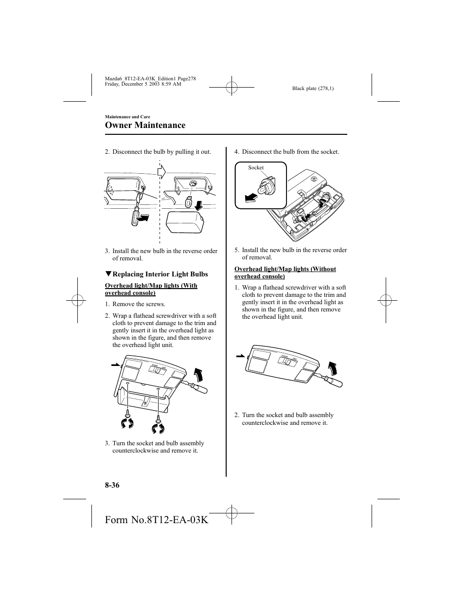 Owner maintenance | Mazda 8T12-EA-03K User Manual | Page 278 / 326