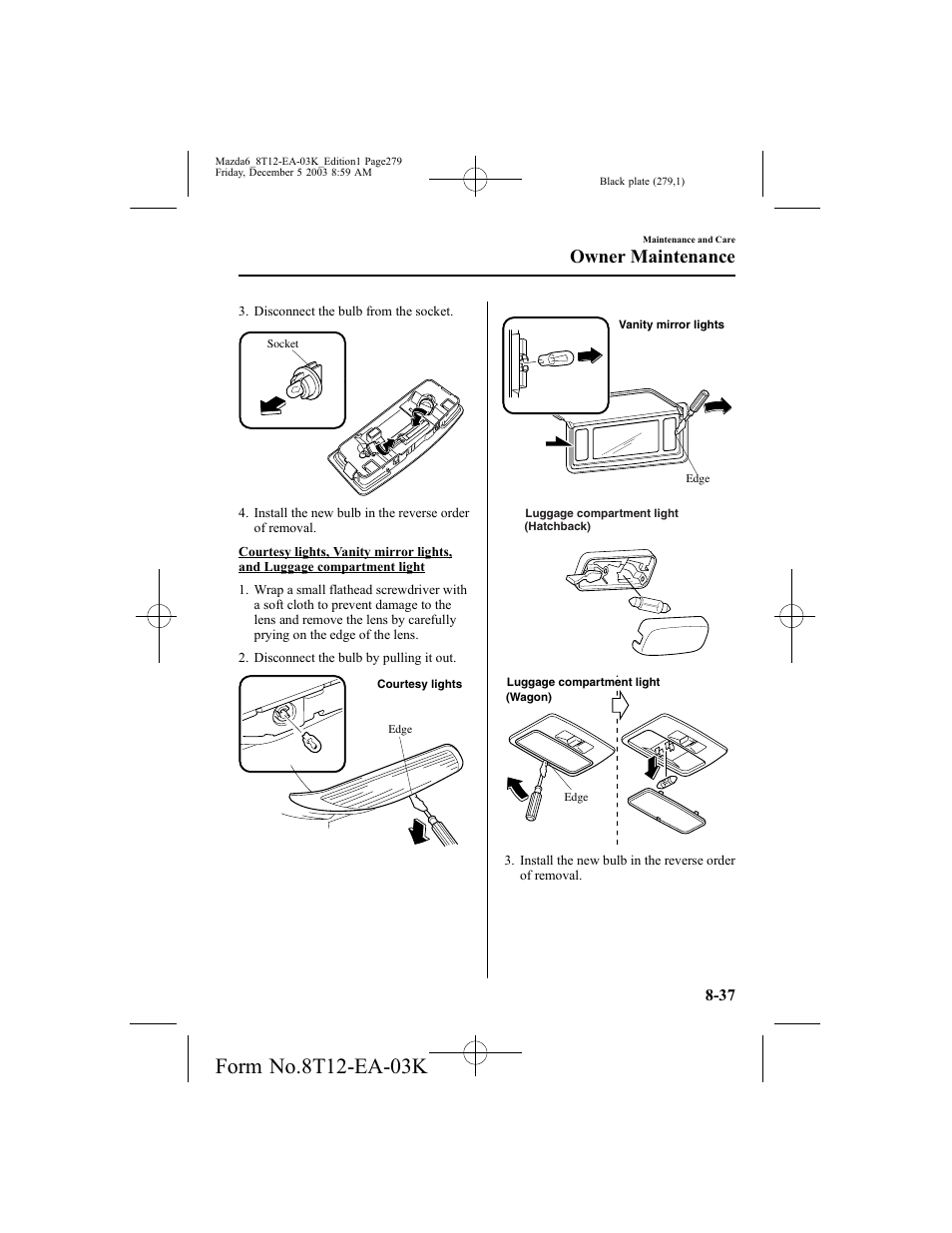 Owner maintenance | Mazda 8T12-EA-03K User Manual | Page 279 / 326