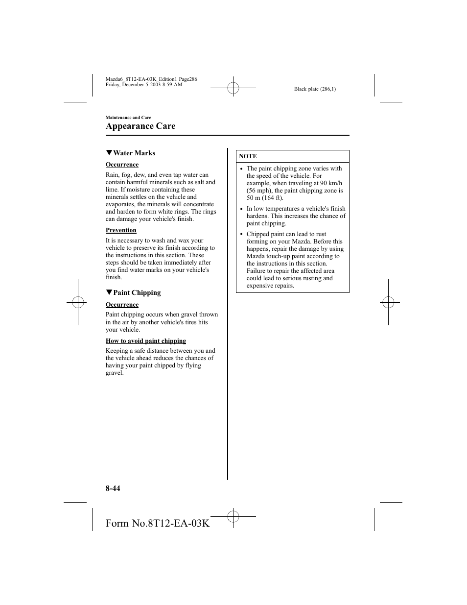 Appearance care | Mazda 8T12-EA-03K User Manual | Page 286 / 326