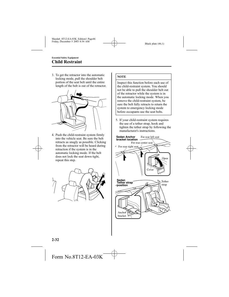 Child restraint | Mazda 8T12-EA-03K User Manual | Page 46 / 326