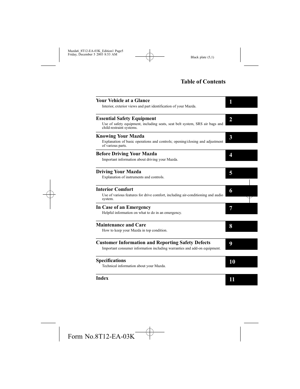 Mazda 8T12-EA-03K User Manual | Page 5 / 326