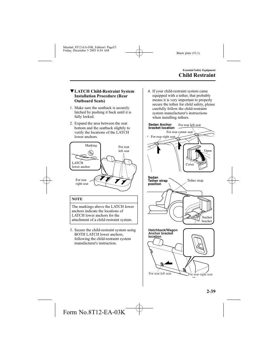 Child restraint | Mazda 8T12-EA-03K User Manual | Page 53 / 326