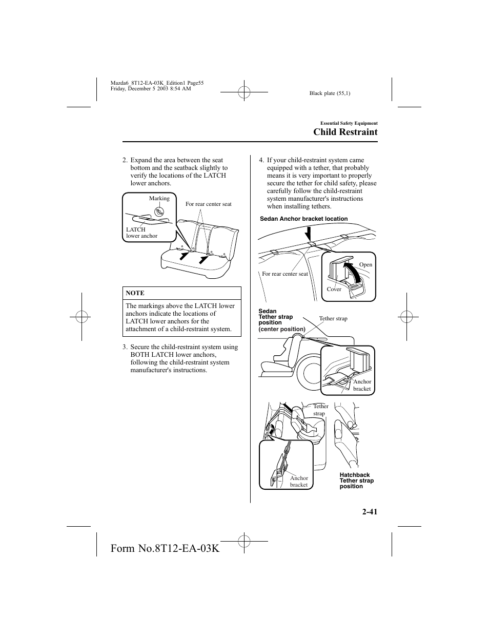 Child restraint | Mazda 8T12-EA-03K User Manual | Page 55 / 326