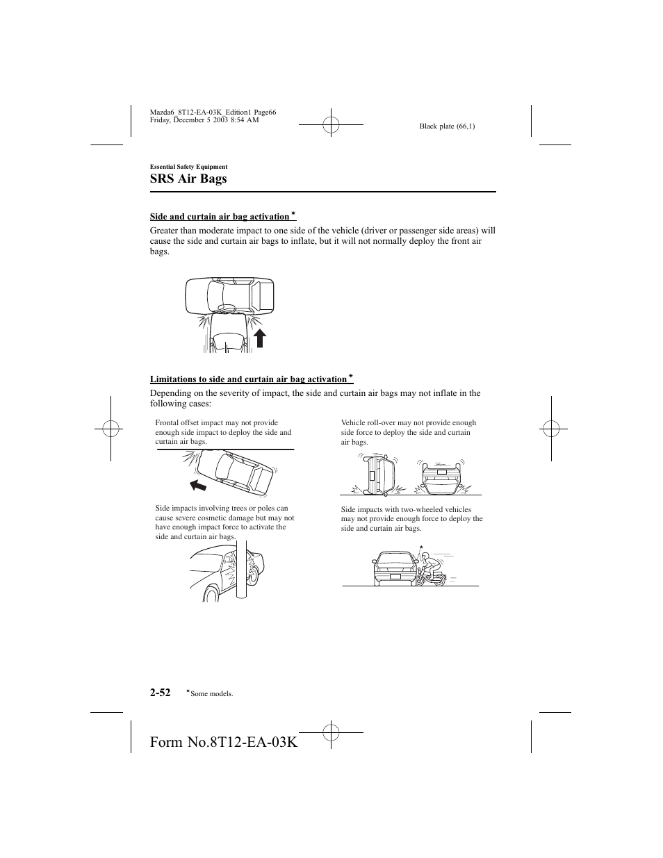 Srs air bags | Mazda 8T12-EA-03K User Manual | Page 66 / 326