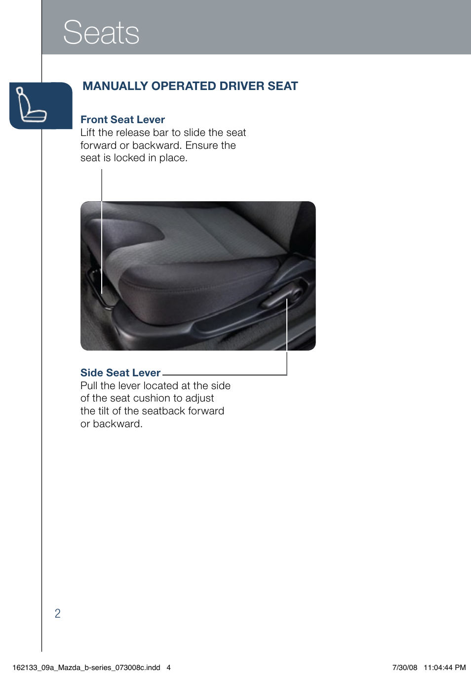 Seats | Mazda 2009 B2300 Truck User Manual | Page 4 / 22