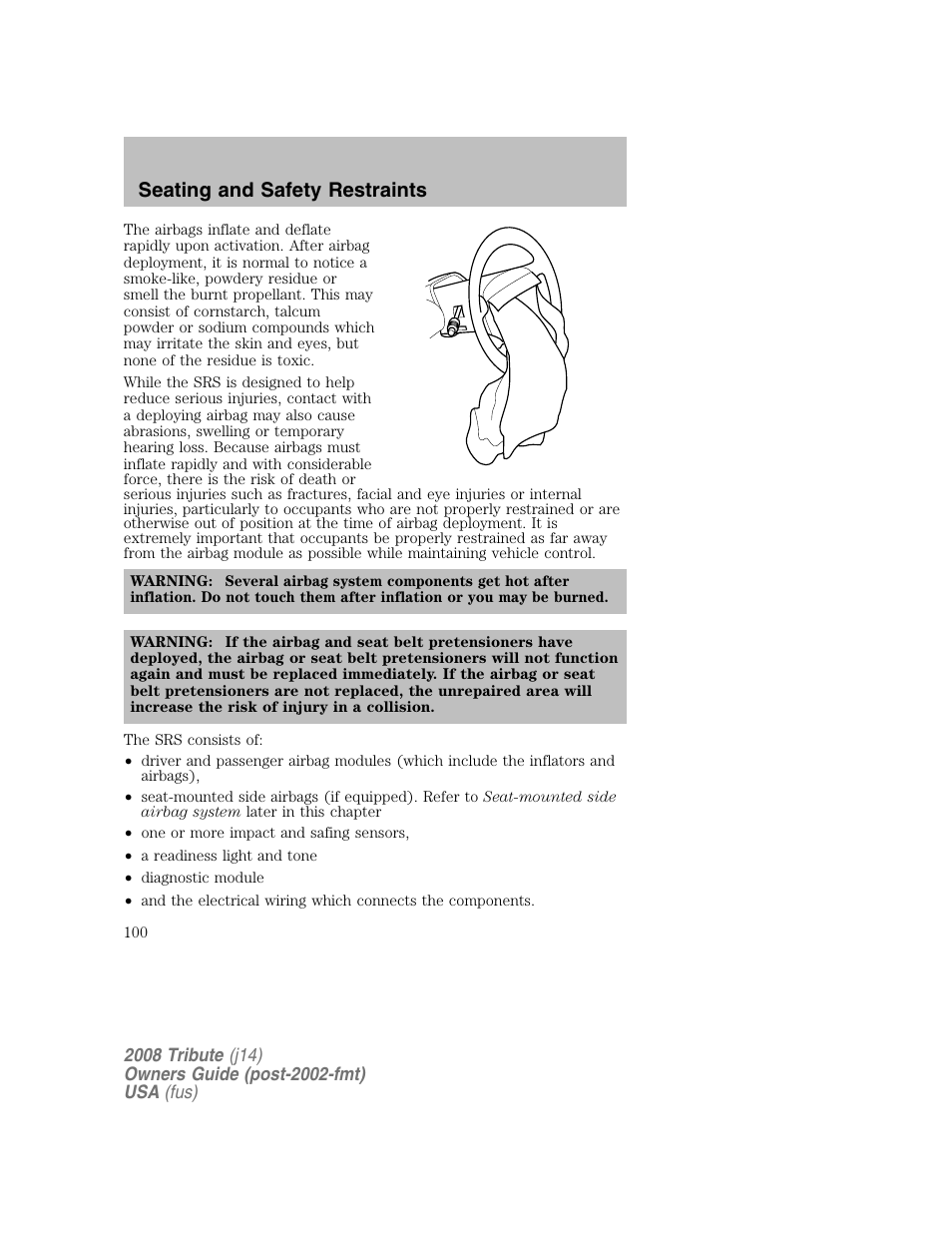 Seating and safety restraints | Mazda 2008 Tribute User Manual | Page 100 / 288