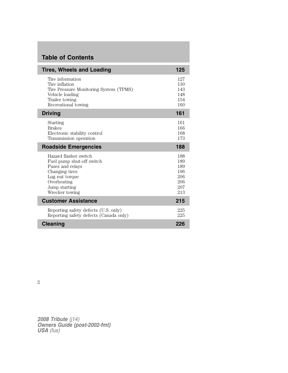 Mazda 2008 Tribute User Manual | Page 2 / 288