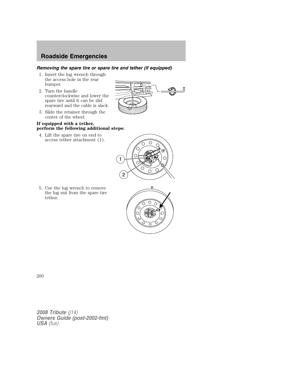 Roadside emergencies | Mazda 2008 Tribute User Manual | Page 200 / 288