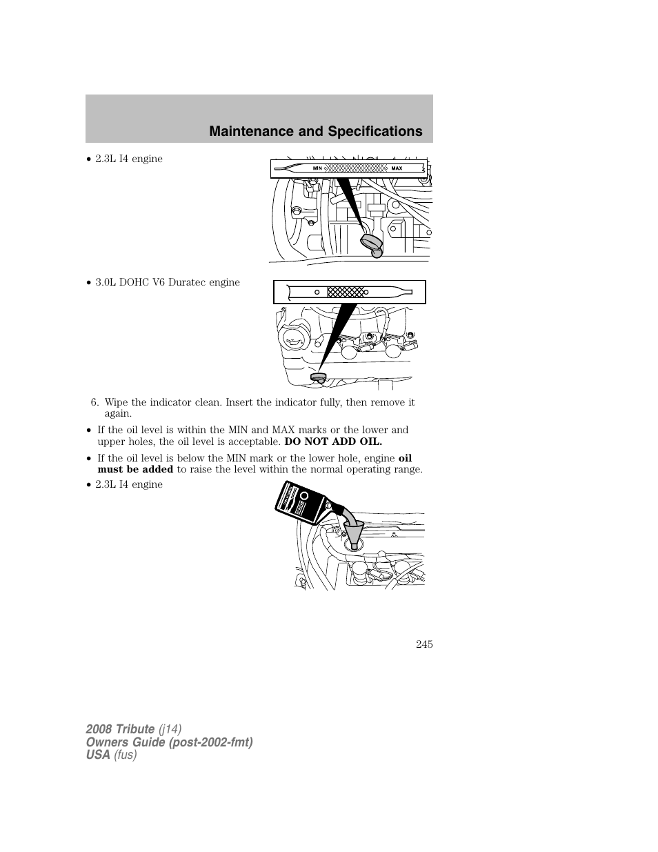 Maintenance and specifications | Mazda 2008 Tribute User Manual | Page 245 / 288