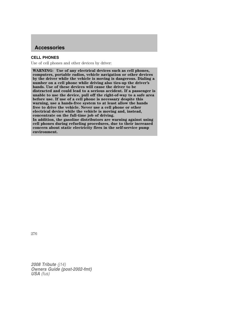 Accessories | Mazda 2008 Tribute User Manual | Page 276 / 288