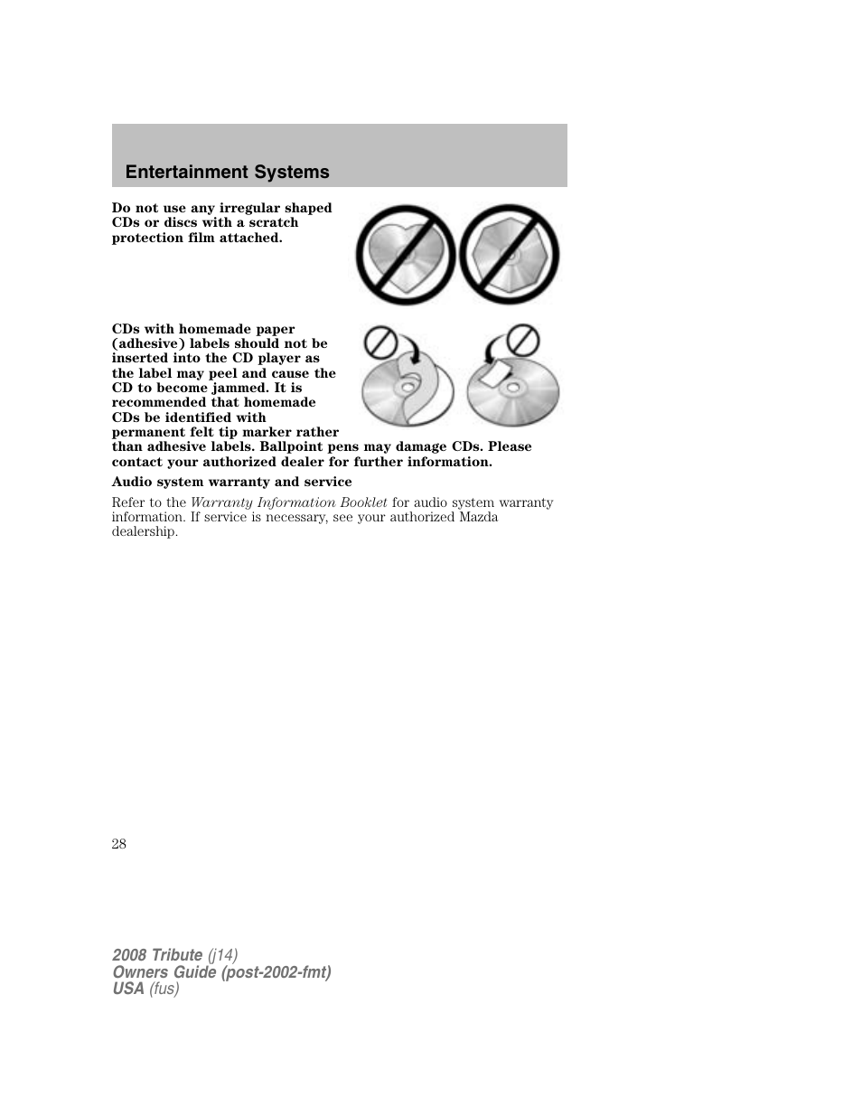 Entertainment systems | Mazda 2008 Tribute User Manual | Page 28 / 288