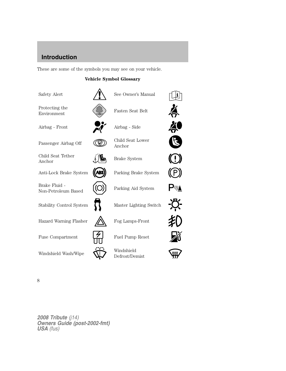 Introduction | Mazda 2008 Tribute User Manual | Page 8 / 288