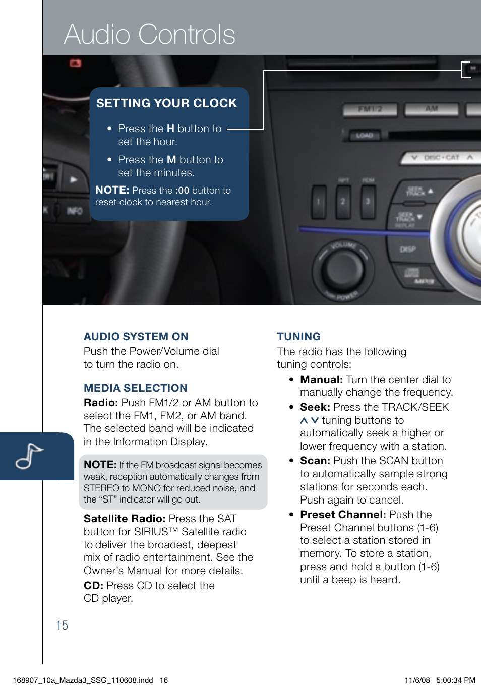 Audio controls | Mazda 2010 3 4-DOOR User Manual | Page 16 / 26