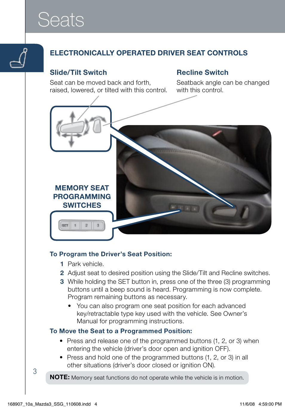 Seats | Mazda 2010 3 4-DOOR User Manual | Page 4 / 26