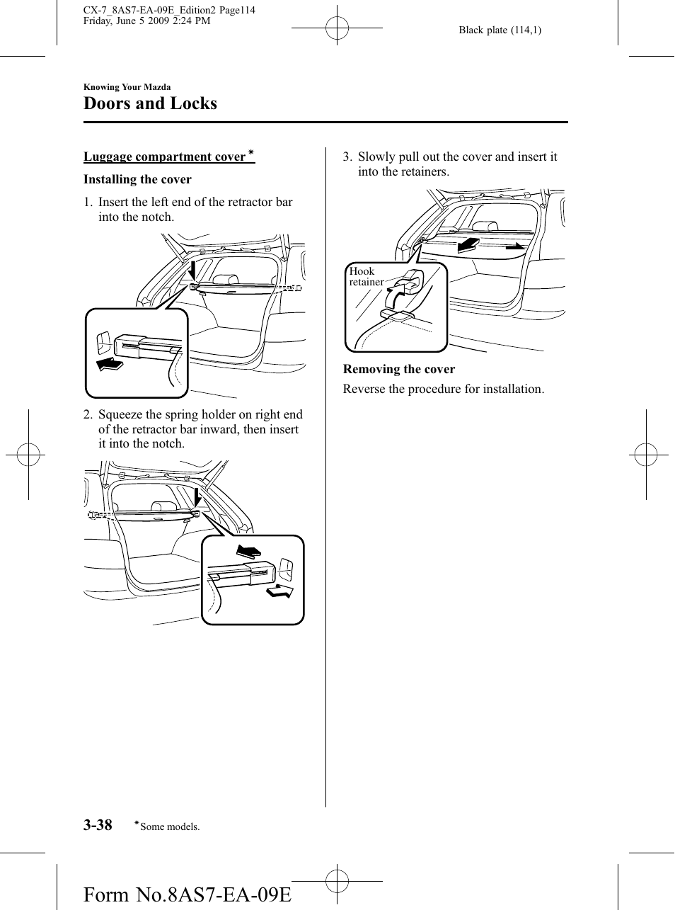 Form no.8as7-ea-09e, Doors and locks | Mazda 2010 CX-7 User Manual | Page 114 / 510