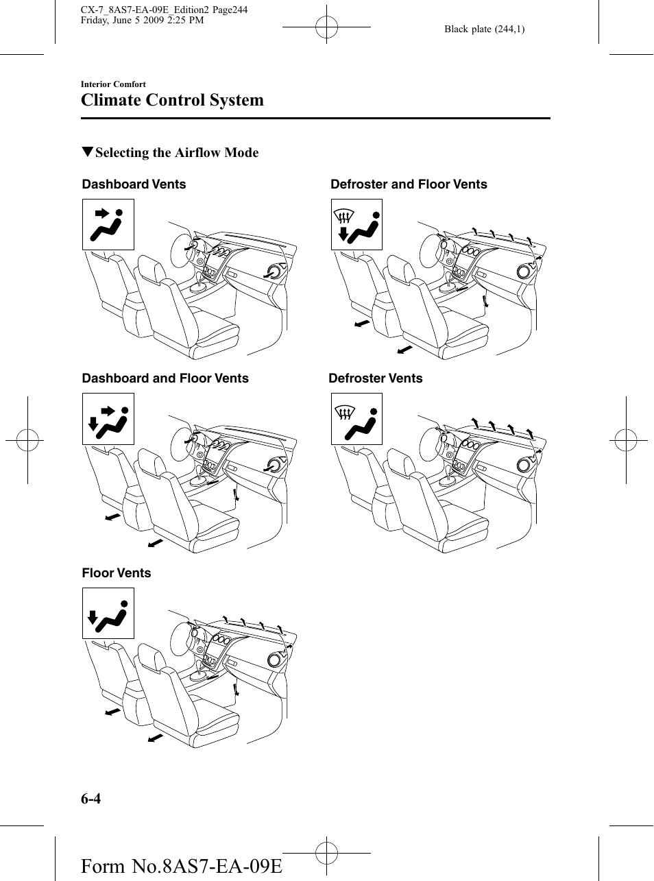 Form no.8as7-ea-09e, Climate control system | Mazda 2010 CX-7 User Manual | Page 244 / 510