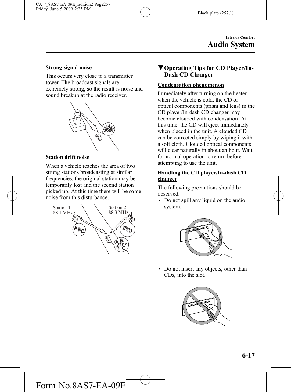 Form no.8as7-ea-09e, Audio system | Mazda 2010 CX-7 User Manual | Page 257 / 510