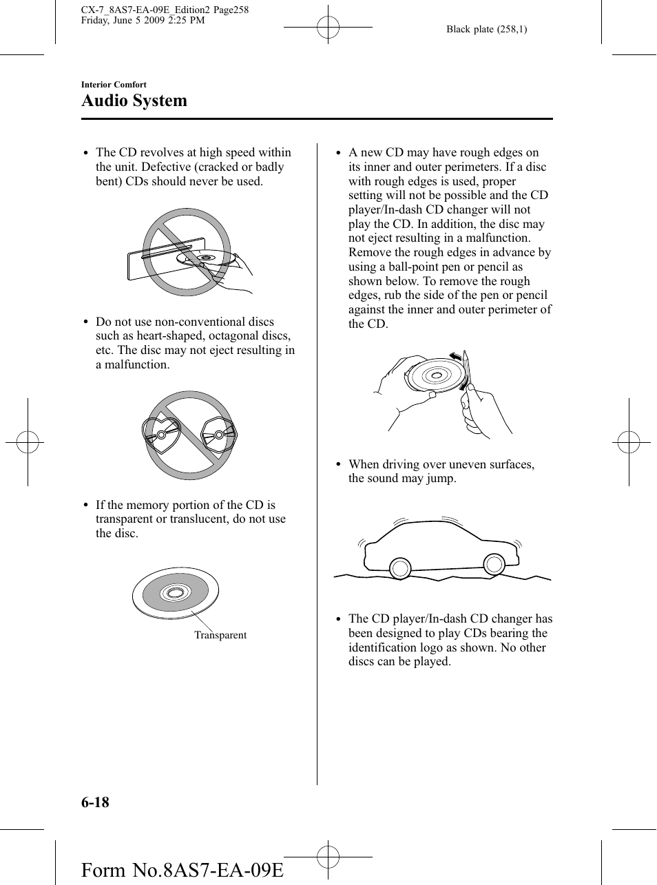 Form no.8as7-ea-09e, Audio system | Mazda 2010 CX-7 User Manual | Page 258 / 510