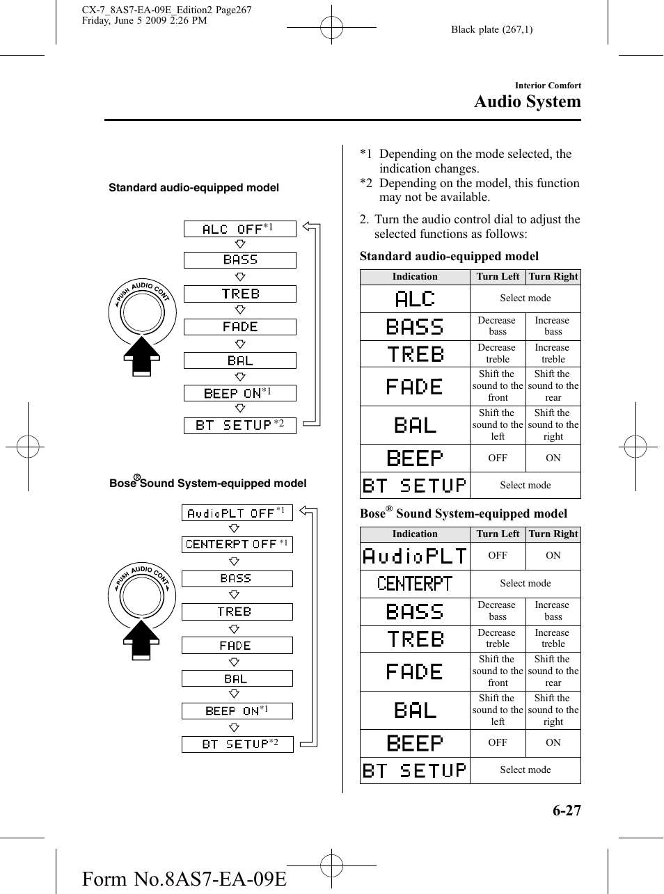 Form no.8as7-ea-09e, Audio system | Mazda 2010 CX-7 User Manual | Page 267 / 510