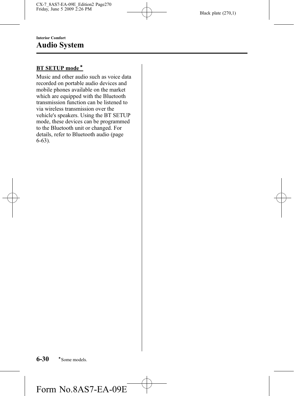 Form no.8as7-ea-09e, Audio system | Mazda 2010 CX-7 User Manual | Page 270 / 510