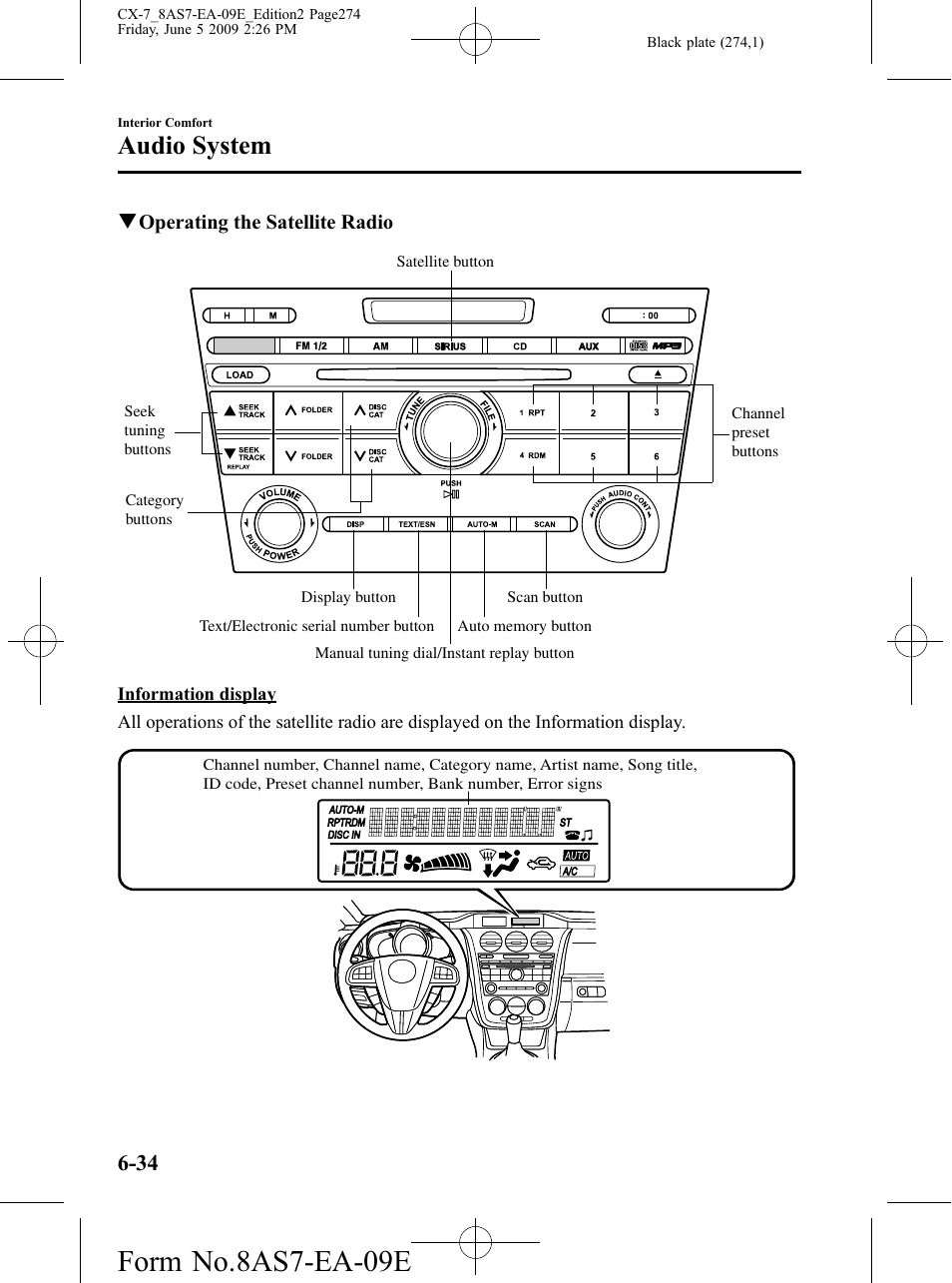 Form no.8as7-ea-09e, Audio system | Mazda 2010 CX-7 User Manual | Page 274 / 510