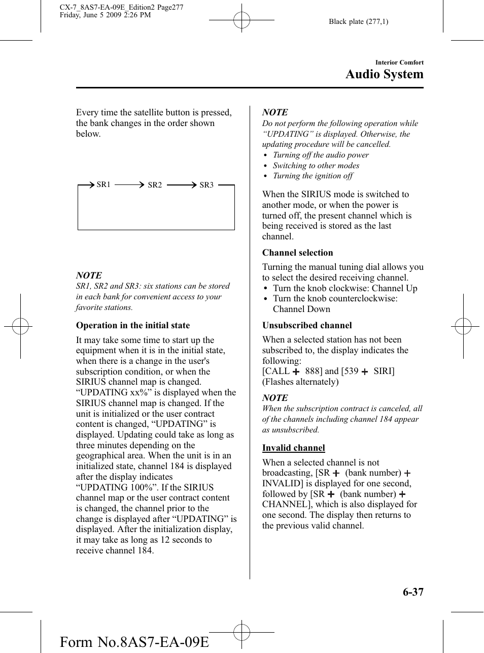 Form no.8as7-ea-09e, Audio system | Mazda 2010 CX-7 User Manual | Page 277 / 510