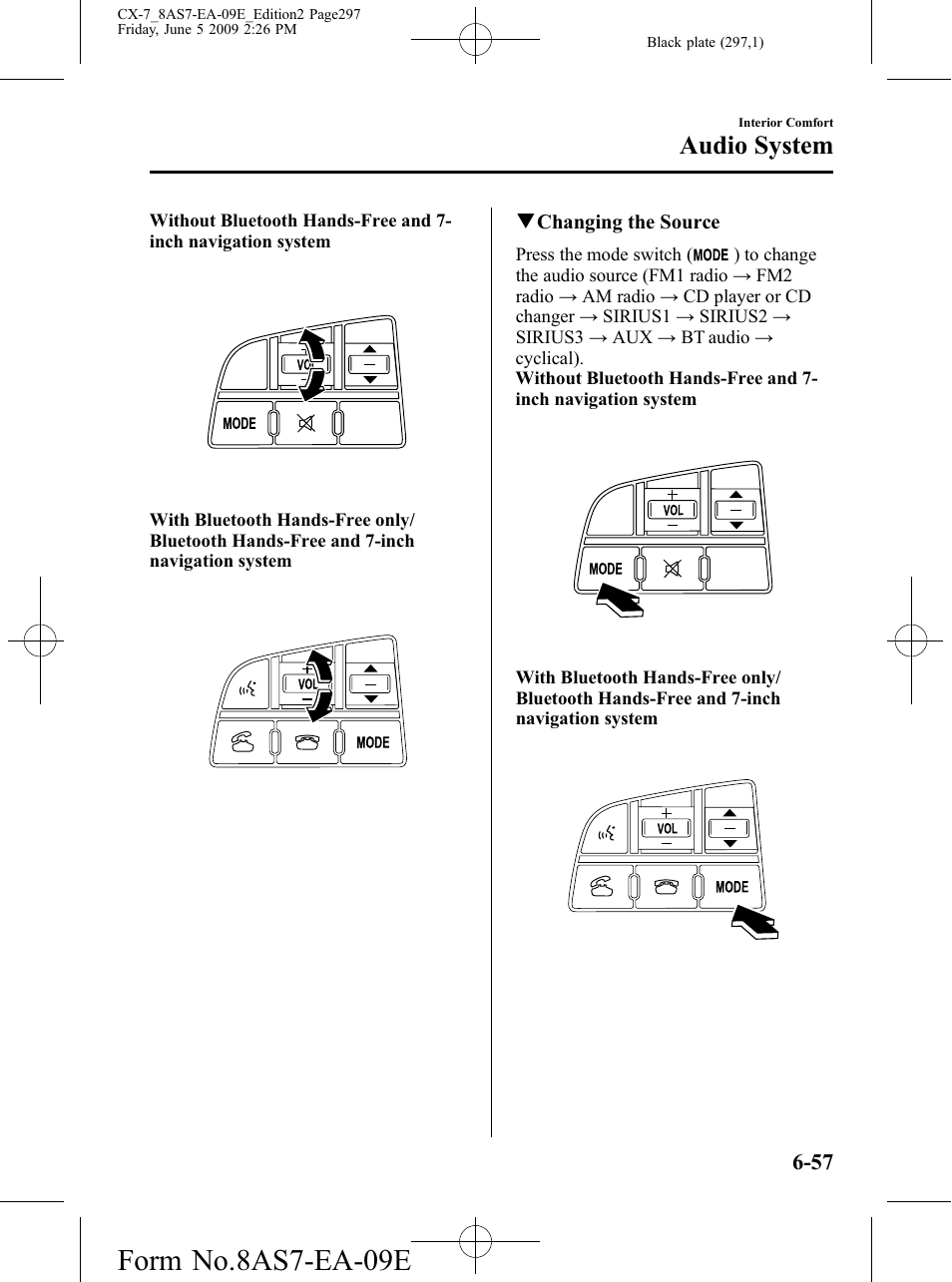 Form no.8as7-ea-09e, Audio system | Mazda 2010 CX-7 User Manual | Page 297 / 510