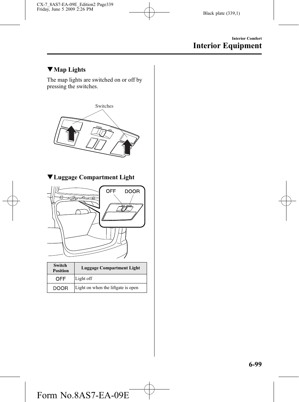 Form no.8as7-ea-09e, Interior equipment | Mazda 2010 CX-7 User Manual | Page 339 / 510