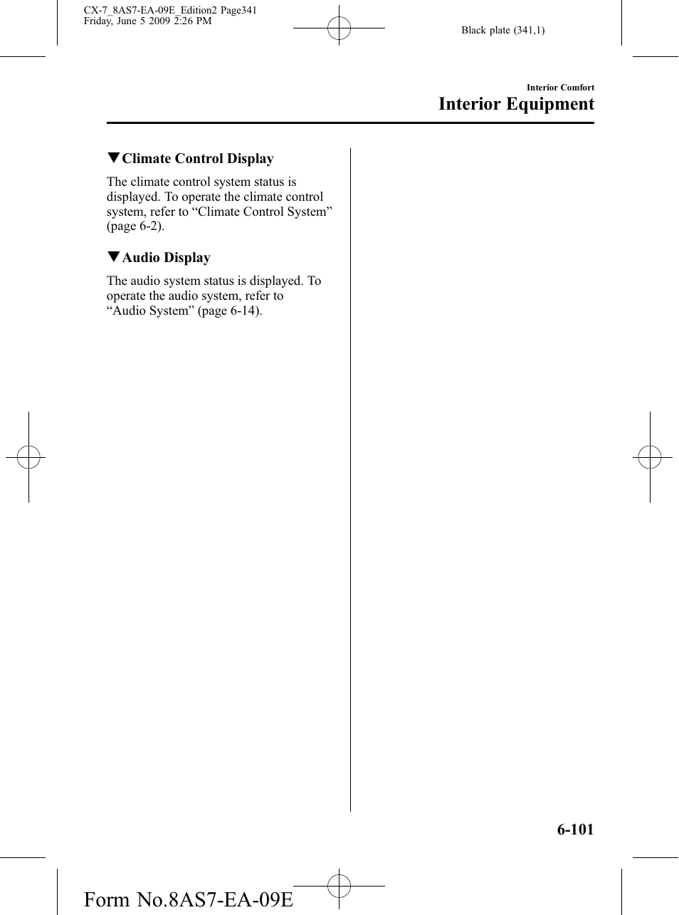 Form no.8as7-ea-09e, Interior equipment | Mazda 2010 CX-7 User Manual | Page 341 / 510