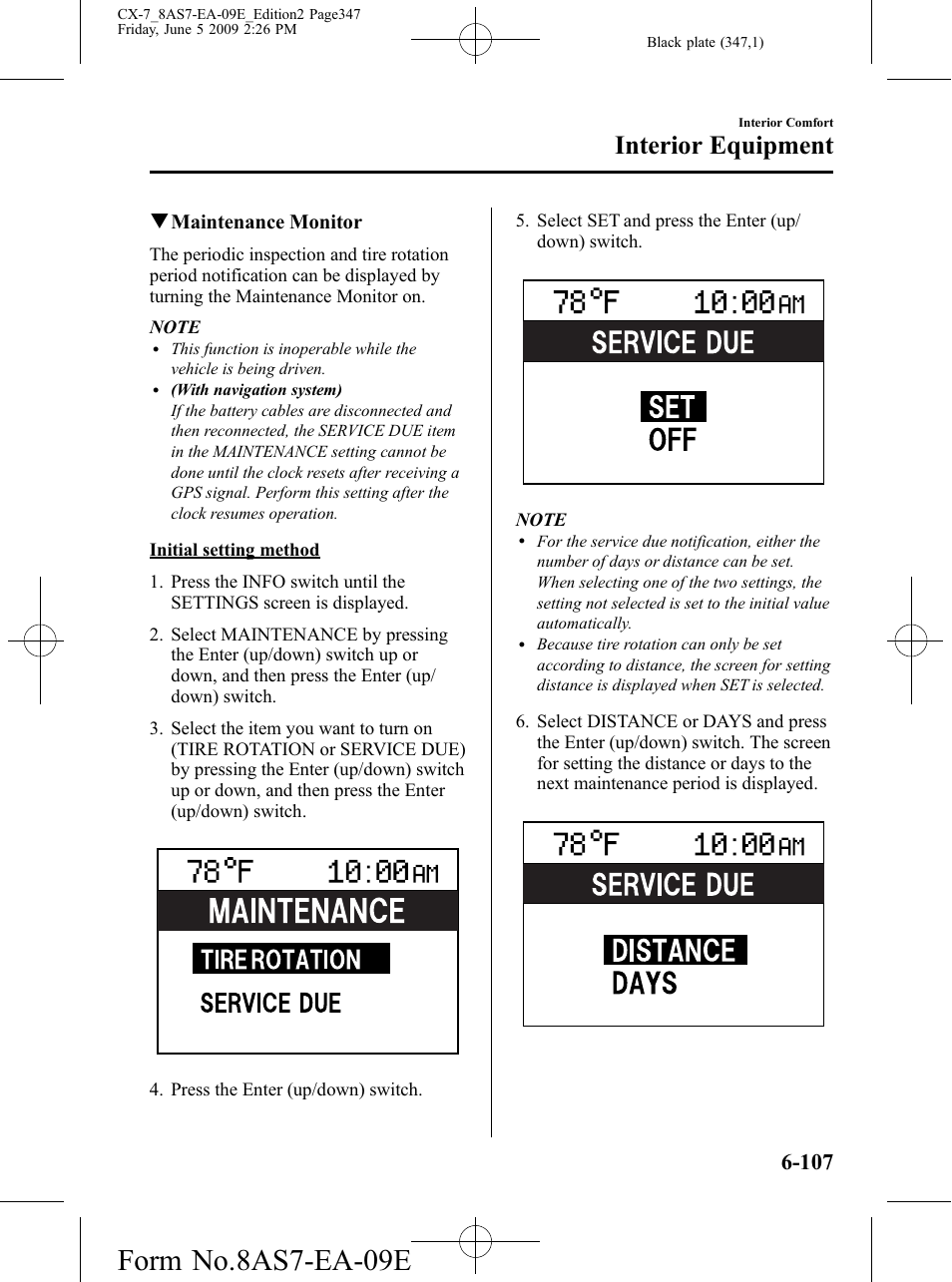 Form no.8as7-ea-09e, Interior equipment | Mazda 2010 CX-7 User Manual | Page 347 / 510